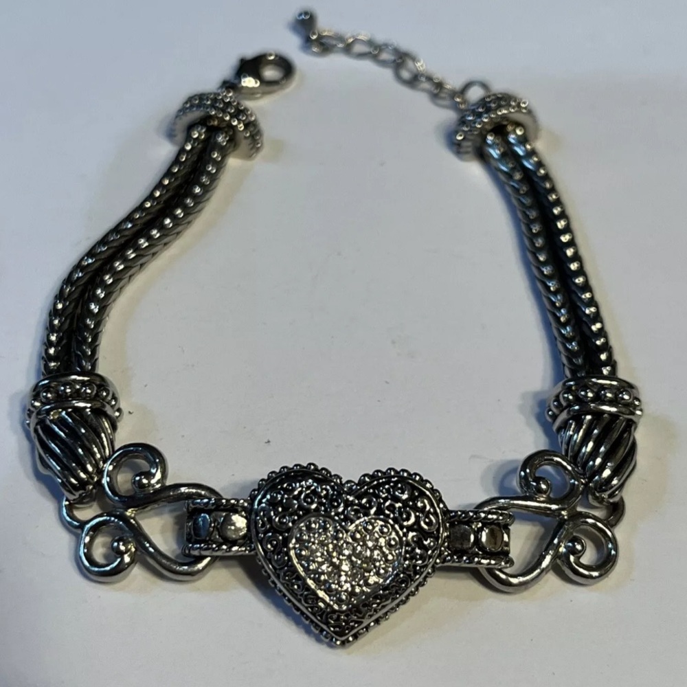 Lia Sophia "Love Dust" Heart Cut Crystal Silver Tone Bracelet